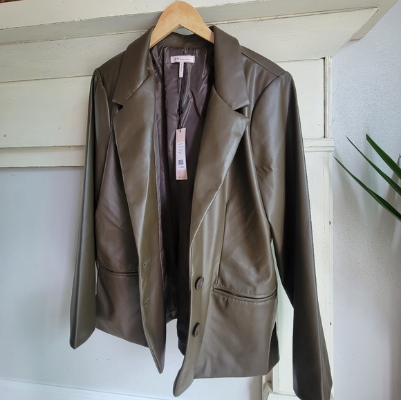 BCBGeneration Jackets & Blazers - NWT BCBG Generation Olive Green Faux Leather Blazer